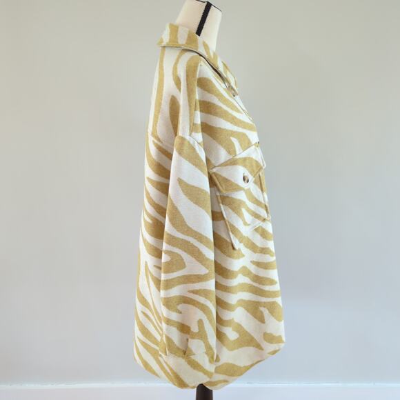 Scoop NYC Gold White Zebra Print Wool Blend Shacket Size XL - Picture 5 of 12